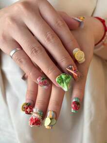 1pc Pastoral Style Bee Farm Vegetable & Cartoon Animal 3D Nail Art Silicone Mold, DIY Wearable Nail Decor - Clear - View 7