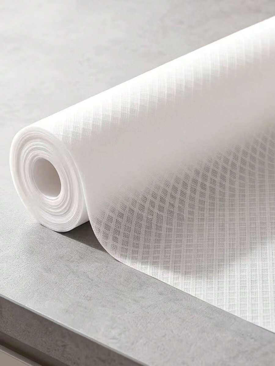 Woven White Texture, Roll EVA Drawer Liner, Odorless , Waterproof Anti-Slip, Scratch & Dust Protection, Easy To Cut, Minimalist Style Shelf Mat, For Kitchen Cabinet, Fridge Cover, Wardrobe, Ideal For Renters & Home Storage Lovers - View 1