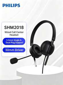 Headset Call Center Philips SHM2018 Over-Ear, Masker Layanan Pelanggan, Peredam Kebisingan Cerdas, Jack 3.5mm Tunggal/Ganda, Headset Komputer/Kantor/Pusat Panggilan - View 5
