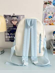 Cute Colorblock Drawstring Backpack For Girls, Lightweight School Bag For Junior High And High School Students, Kids Travel, Shopping, Outing, Fashion Commute And Casual Backpack - A - View 9