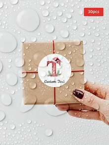 1/30/90/160pcs Customizable Christmas Round Stickers, Customizable Classic Pattern Text Waterproof PVC Stickers, Multiple Sizes, Perfect For Gift Wrapping, Christmas Card Decoration, Glass Bottle Decor, Party Table Setting, Perfect For Friends, Family, Partners, Party Hosts, Perfect For Christmas, Party, Birthday - Multicolor - View 13