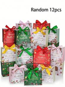 8pcs Merry Christmas Gift Bags, Mini Christmas Bags, 5.1 * 4.5 * 2.2 Inches, With Bow Ribbon, Small Paper Gift Packaging Bags, With Transparent Window, Suitable For Holiday Parties, Birthdays And Theme Celebrations, Christmas Gift Packaging Decoration - Multicolor - View 12