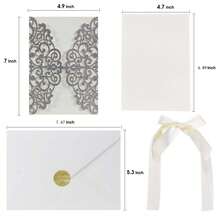 20pcs/5 Sets, 40pcs/10 Sets, Wedding Invitations (Including Cover + Blank Inner Card + Bow + White Envelope + Gold Envelope Sticker), DIY Glitter Paper Wedding Invitations, Greeting Cards, Holiday Birthday Cards, Christmas Cards, Invitations. - Multicolor - View 44