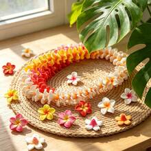 10pcs Soft Clay 25mm Plumeria Flower Straight-Hole Beads Polymer Clay Hawaiian-Themed Flower Beads Are Suitable For Jewelry DIY Making - 10pcs Plumeria Flower Beads - View 7
