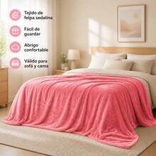 Soft Polyester Throw Blanket For Bed And Sofa In Various Sizes And Grey Or Pink Colors, Warm Lightweight Cover - Pink - View 4
