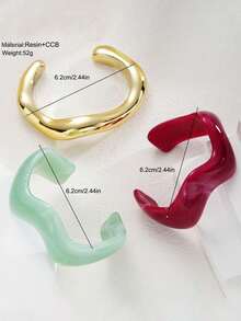 1pc/3pcs Retro Minimalist Wavy Acrylic & CCB Material Colorful Bangle Bracelet, Suitable For Women's Daily Wear, Stackable, Perfect Gift Choice For Holidays - Color - View 7