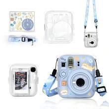 Cartoon Stickers + Lanyard Transparent Protective Case Set For InstaxMini 13, Transparent Protective Cover With Back Pocket + Colorful Shoulder Strap, Instant Camera Transparent Crystal Shell Protective Case, Easy To Install PVC Shell, Anti-Yellowing, Anti-Drop, Anti-Scratch Photography Camera Protective Accessories - View 12