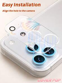 1pc Ocean Shell Pattern Phone Lens Protector Film, Compatible With Phone 17 Pro/17 Pro Max/18 Pro/18 Pro Max, Anti-Scratch Full Coverage Lens Protection, Sweet Healing Vibe Phone Accessory, Birthday Holiday Gift For Women Family And Friends - Clear - View 6
