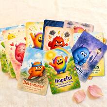 36 thẻ cảm xúc tiếng Anh hình quái vật màu nước dễ thương, thẻ flashcard biểu cảm cảm xúc nhiều màu cho trẻ em, thẻ gợi ý từ vựng tiếng Anh vui nhộn trang trí lớp học, tương tác cha mẹ và con cái, quà sinh nhật cho trẻ em - Nhiều màu - Xem 3