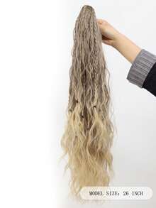 26 Inch Synthetic Water Wave Claw Clip Ponytail Hair Extension, Gold Heat-Resistant Fiber, Fluffy Messy Braided Style, Women's Hair Piece - Multicolor - View 3