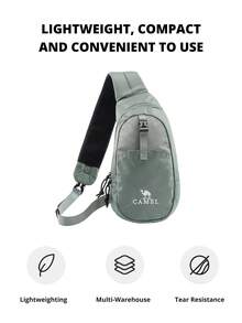 CAMEL CROWN Casual Chest Bag, Travel Portable Shoulder Bag, Crossbody Bag, Fitness Pouch, Cycling Bag, Backpack - Light Gray-green - View 5