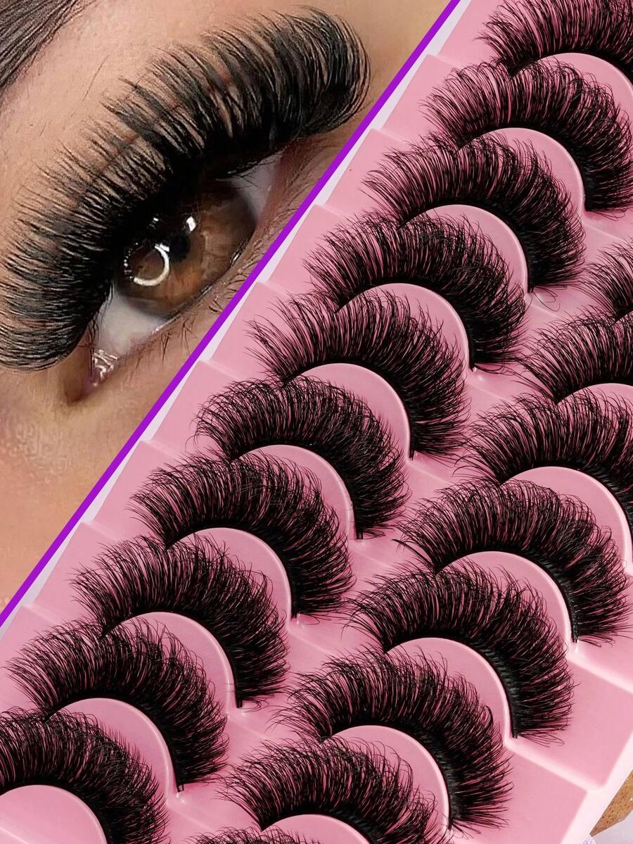 10 Pairs Large Capacity Full Set Thick Voluminous Big Flower Style Soft Fine Black Stem Rich Volume Curly 3D Dramatic Makeup Effect - View 1