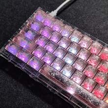 Pink Carbon Fiber Keycaps, Side-Printed Translucent, 132 Keys, Cherry Height - View 9