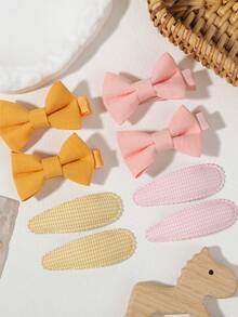 4pcs Macaron Solid Color Bow & Plaid Water Drop Clips, INS Style Side Bang Hair Accessories For Girls - Mixed color - View 8
