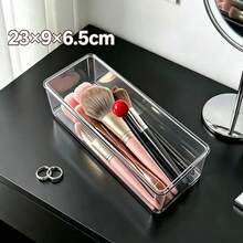 1pc Round Makeup Storage Box With Colorful Handle, Divided Compartment Design, High Transparency Material, Waterproof And Dust-Proof, Organizer For Makeup Brushes, Powder Puffs, Cushion Compacts And Powder Cakes, Vanity Organizer For Girls' Dorm And Rental Apartment - Multicolor - View 10