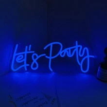 1-Piece Let's Party LED Neon Sign With USB Power Cable, Clear PS Backboard And Silicone Light Strip, Ice Blue Cursive Letter Design With Bright Glow For Birthday Party, Wedding Reception, Bachelorette Party, Home Bar And Event Backdrop - Multi-color light - View 13