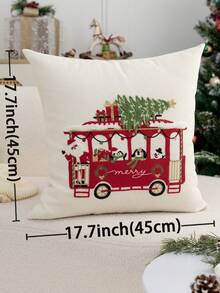 1 buah Sarung Bantal Bordir Pohon Natal, Sarung Bantal Bus Natal & Santa Claus, Dekorasi Natal, Sarung Bantal Sepanjang Musim, Tanpa Isian - MultiWarna - View 4