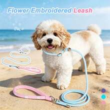 1PC New Floral Style Pet Dog Leash, Fashionable Embroidered Pet Dog, 3 Sizes Available To Meet All Your Needs, Soft Lining For Comfortable Long-Term Grip, 360° Rotating Metal Buckle, Wear-Resistant Braided Rope With Alloy Snap, Durable Nylon Material, Suitable For Small And Medium Dogs, Perfect For Daily Outings, Outdoor Hiking, Camping And Picnics - Pink - View 4