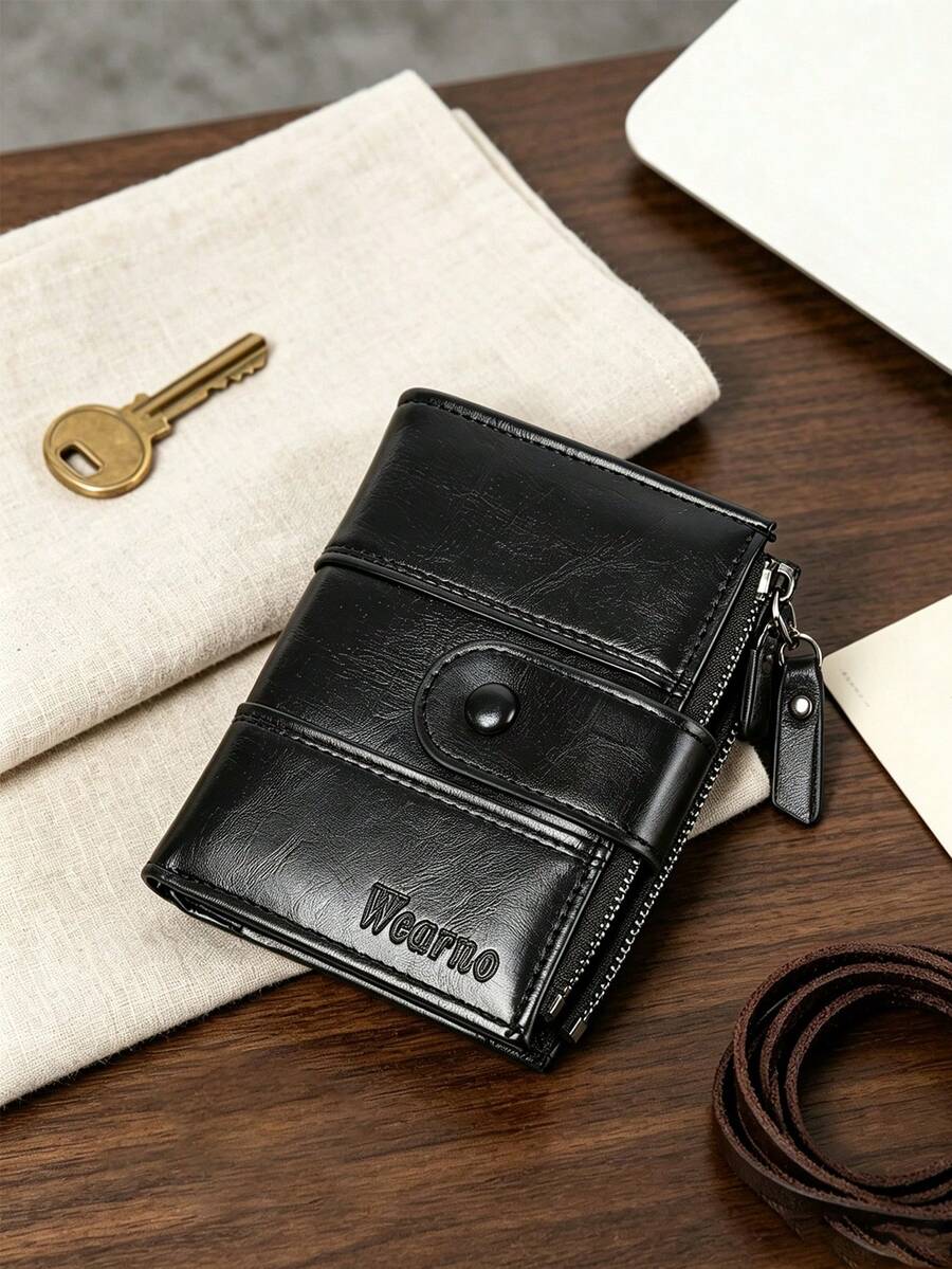 Wcarno Minimalist Fashion Vintage Style Coin Purse With Bill Compartment, Multi-Function Wallet
