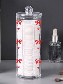 The Bow-Adorned Cotton Pad Storage Box Is Perfect For Organizing Beauty Supplies Or Displaying Items On Your Desk. With Its Transparent Design, It Makes An Excellent Gift For Women For Christmas, Halloween, Or Thanksgiving. - Multicolor - View 17
