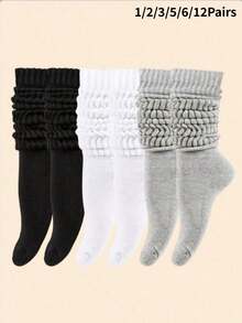 1/2/3/5/6/12 Pairs Women's Multi-Color Fashion Loose Socks, Suitable For Daily Wear - Multicolor - View 4