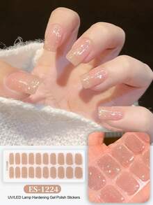 Christmas Semi Cured Gel Nail Strips, 20Pcs Long Lasting Salon Quality Wraps, Easy Apply & Remove Gel Nail Stickers With UV Light - Dusty Pink - View 2