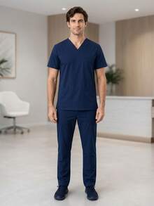 Men Scrub Sets - Navy Blue - View 1