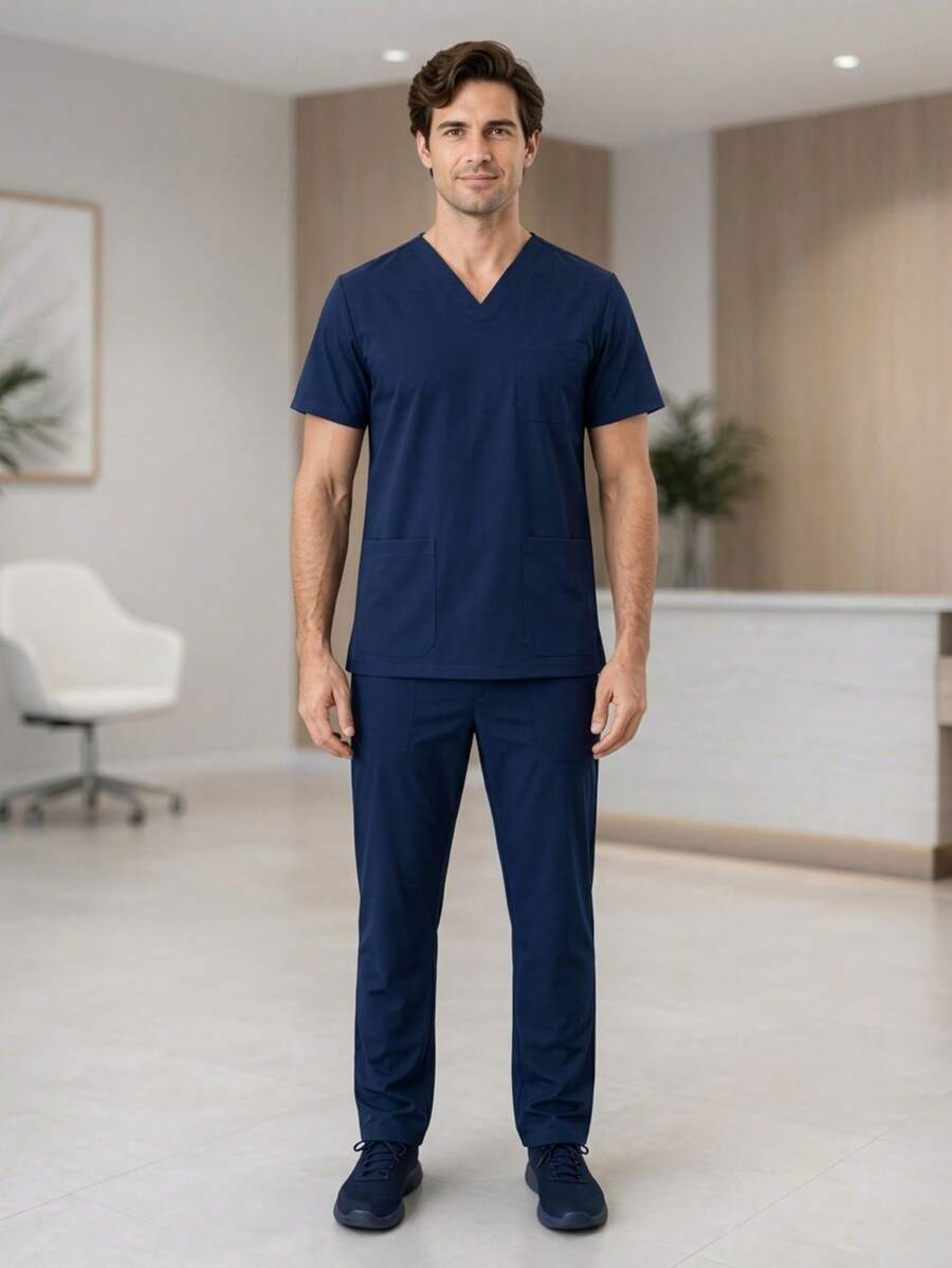 Men Scrub Sets - Navy Blue - View 1