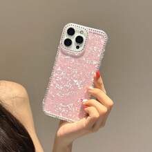 DECOPHONE Ốp lưng điện thoại Apple 17 phong cách cao cấp, khung ống kính đính kim cương, cho 17 Promax, hiệu ứng gradient Aurora, 15/14/16 Promax, ốp bảo vệ chống rơi bao phủ toàn diện sang trọng - Hồng - Xem 2