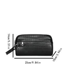 Storage Handbag, Large Capacity Business Handbag, Double-Layer Toiletry Bag, Wallet Handbag - Black - View 2