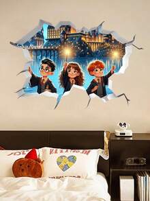 Warner Bros Harry Potter 3D Visual Breaking Wall Poster, 4 Different Cartoon-Style Decorations For Harry Potter's Birthday Party, Photo Booth, Dessert Table Background, Party Poster - Multiple Styles - View 7