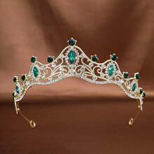 1pc Women's Fashion Princess 3D Crown Sweet Luxury Rhinestone Birthday Hair Accessory Headband - Green - View 3