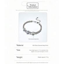 DARA Sea Akoya Pearl Bracelet S925 Silver 7-8mm Pearls Adjustable Pull-Style Versatile For Daily Commute - Heart - View 4