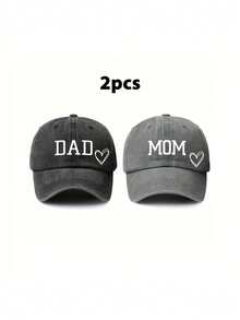 2pcs Unisex DAD+MOM Print Vintage Distressed Washed Cotton Baseball Cap Baseball Cap Sun Hat UV Protection Funny Trucker Hat, Suitable For Outdoor, Hiking, Vacation, Daily Use - Multicolor - View 11
