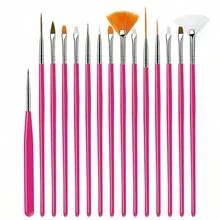 Rose Red 15pcs Eye Brush Set, Without Storage Bag, Suitable For Party, Home Or Travel Use - Hot Pink - View 5