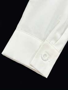 Girls' Urban Elegant Ruffle White Shirt, Napoleon Style Embroidered Button Decor, Fashion New Arrival, Campus Outfit, Back To School Season, All-Season Wear - White - View 6