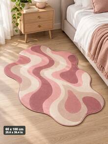 1PC Irregular Abstract Pink Area Rug, Modern Wavy Shape Carpet For Living Room, Bedroom, Girls Room & Home Decor - Multicolor - View 14