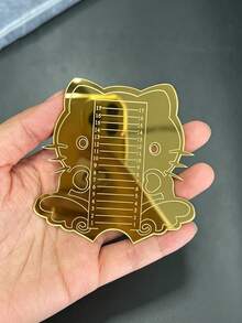 2026 New Gold Acrylic Mirror Cat-Shaped Nail Trimming Ruler, DIY Nail Trimming For Consistent Length - Multicolor - View 4