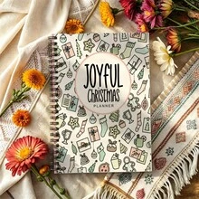 1Pc A5 Spiral Christmas Planner Notebook, Joyful Christmas Themed Print, Holiday Organizer For Notes & Budget Tracking - A5 - View 4