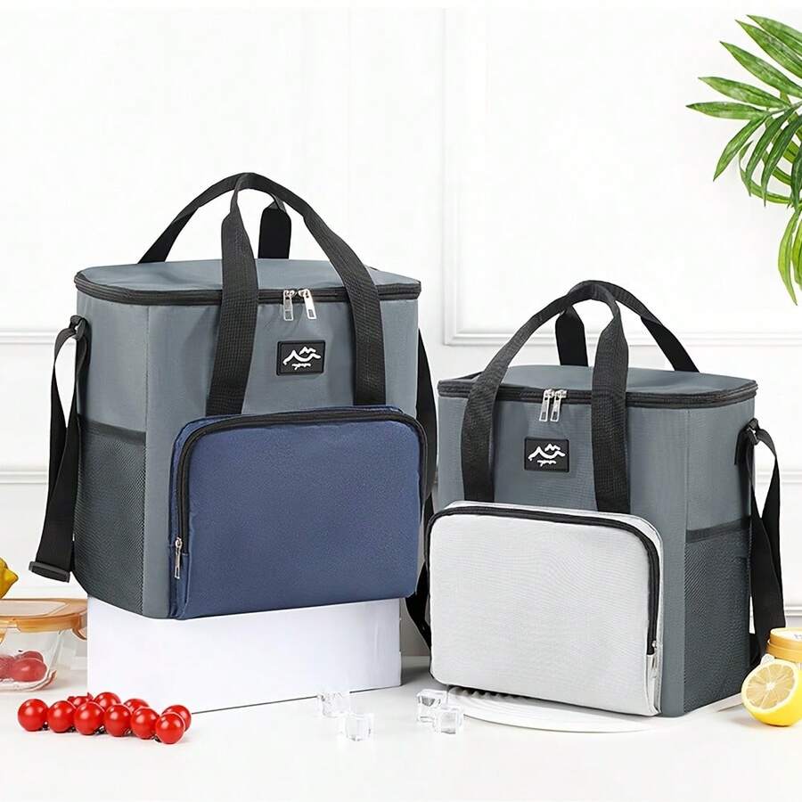 1PC Square Insulated Bag, Large Thermal Cold Storage Bag - Premium Foldable Soft Insulated Bag, Perfect For Grocery, Food Delivery, Travel, Or Beach Cold Storage, Suitable For Work, Study, Back To School, Picnic, Camping. Non-Food Contact - Multicolor - View 1