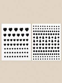 STARTTOOS 2PCS Black Heart Rhinestone Stickers + Water Drop Dot Rhinestone Stickers Halloween Makeup Halloween Costume Party Gift Face & Body Decoration Rhinestone Stickers - Black - View 10