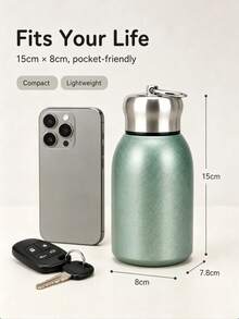 1pc 300ml Water Bottle, Creative Handle Design, Double-Wall Stainless Steel Vacuum Insulated Hot & Cold, Mini Coffee Water Bottle, Suitable For Camping, Party, Home Use, Office, School, Holiday Gift And Birthday Gift - Multicolor - View 10