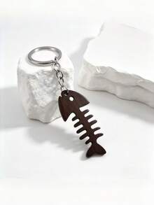 New Hot-Selling Handmade DIY Solid Color Wooden Fish Keychain 1pc, Creative Wooden Fish Bone Keychain Pendant, Creative Holiday Gift For Lovers And Friends, Creative Gift For Girlfriend, Holiday Gift, Phone And Car Accessories Key Ring, Holiday Creative Small Gift For Giving, Event Gift - Multicolor - View 14