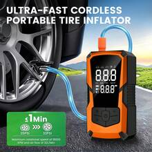 1PC Cordless 3X Faster Inflation 150PSI Portable Tire Inflator Air Compressor With Gauge & LED Light, Electric Air Pump For Car, Motorcycle, Bicycle And Ball - Wireless - View 3