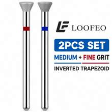 2Pcs Inverted Trapezoid Diamond Nail Drill Bits With Red & Blue Grit Rings For Excess Gel Removal, Nail Surface Prep, Shaping And Edge Refinement - Multicolor - View 2