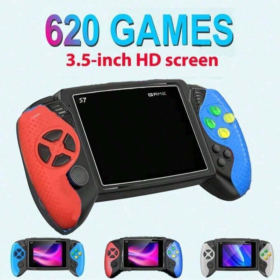 Portable Retro Handheld Game Console 3.5 Inch Joystick Host Built-In 600 Games Controller Game Stick Rechargeable Connect To TV, Comes With Charging Cable And TV Connection Cable (Classic Red Blue/Blue/White Color) 1020mAh - Multicolor - View 1
