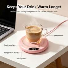 USB Smart Cup Warmer, Thin Cup Heater With LED Display, Constant Temperature Cup Mat, Office Smart Beverage Heater, 3 Temperature Settings, Suitable For Autumn/Winter Outdoor Camping, Picnic, Kitchen - View 5