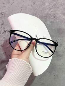 1 Pair Men's & Women's Square Casual Transparent Glasses, Minimalist Design, Comfortable & Portable, Back To School Accessory, For Daily Decoration, Reading, Gaming, Computer, Back To School, Non-Prescription, Decorative Only - Black - View 8