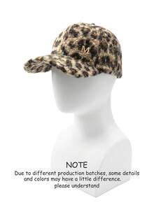 1pc Women's Curved Brim Baseball Cap, Vintage, Letter Rhinestone Metal Decoration, Faux Lamb Wool, Printed Pattern, Outdoor, Daily Wear - A - View 8