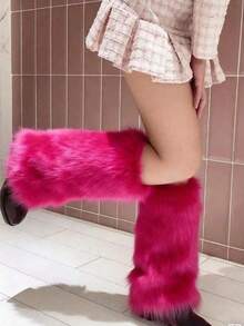 1 Pair Women's Fuzzy Leg Warmers, Y2K Style Women's Leg Warmers, 9 Colors Available, Autumn/Winter Fuzzy Boot Covers, Suitable For Electronic Music Festivals, Cosplay, Parties And Daily Wear - Multicolor - View 5